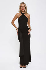Glitter Through Twilight Halter Maxi Dress Black