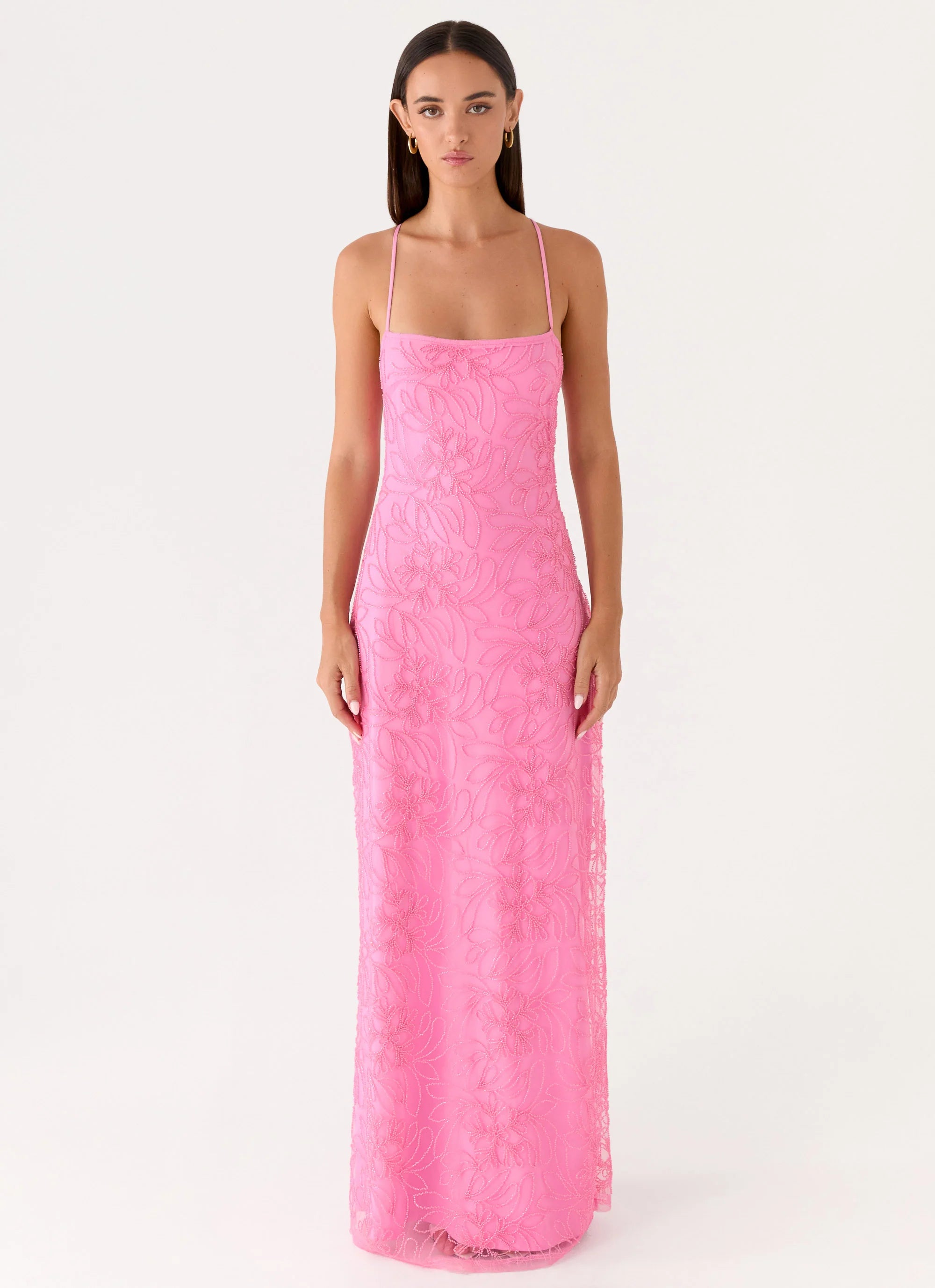 Wonyoung Beaded Maxi Dress - Pink